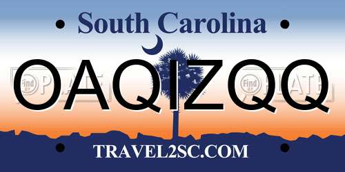 OAQIZQQ South Carolina License Plate