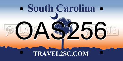 OAS256 South Carolina License Plate
