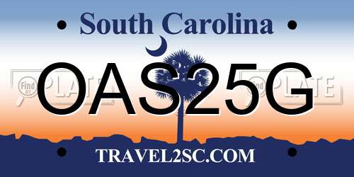OAS25G South Carolina License Plate