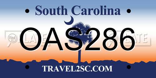OAS286 South Carolina License Plate
