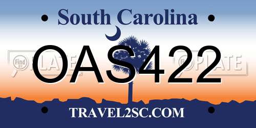 OAS422 South Carolina License Plate