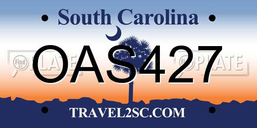 OAS427 South Carolina License Plate