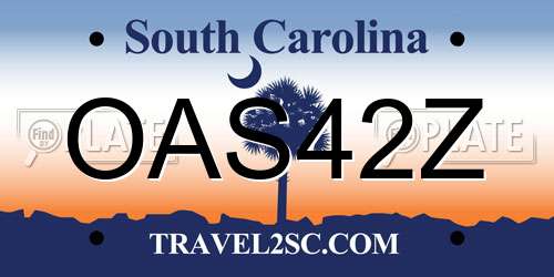 OAS42Z South Carolina License Plate