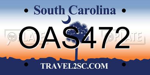 OAS472 South Carolina License Plate
