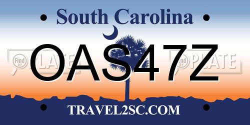 OAS47Z South Carolina License Plate