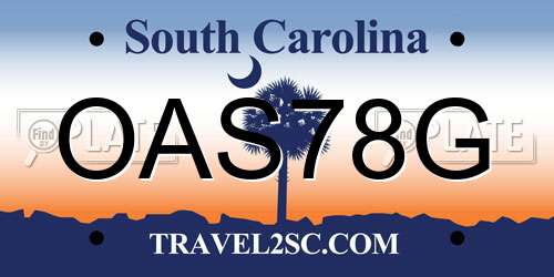 OAS78G South Carolina License Plate