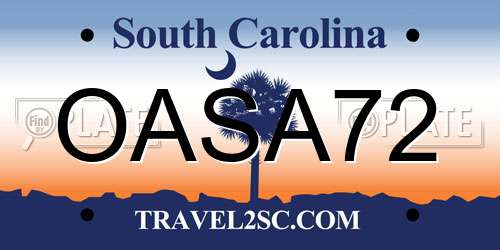 OASA72 South Carolina License Plate