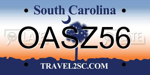 OASZ56 South Carolina License Plate