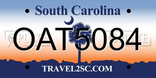OAT5084 South Carolina License Plate