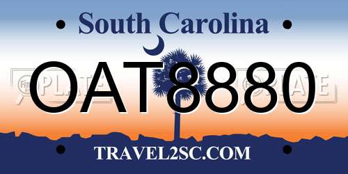 OAT8880 South Carolina License Plate