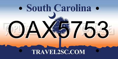 OAX5753 South Carolina License Plate
