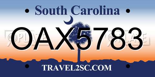 OAX5783 South Carolina License Plate