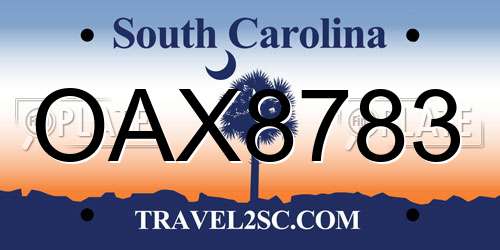 OAX8783 South Carolina License Plate