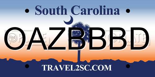 OAZBBBD South Carolina License Plate