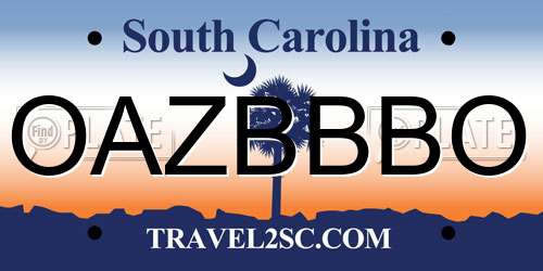 OAZBBBO South Carolina License Plate