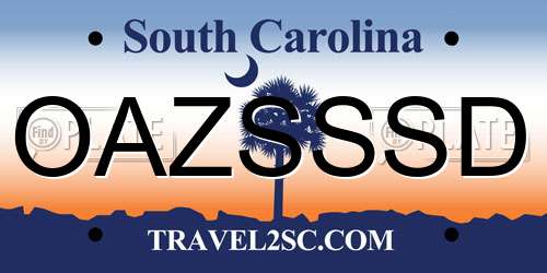 OAZSSSD South Carolina License Plate