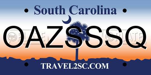 OAZSSSQ South Carolina License Plate