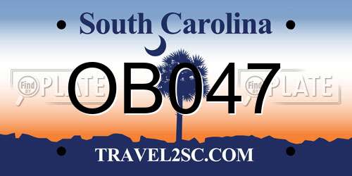OB047 South Carolina License Plate