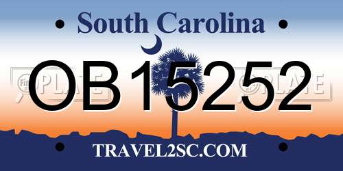 OB15252 South Carolina License Plate