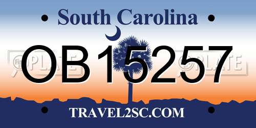 OB15257 South Carolina License Plate