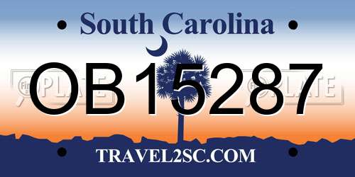 OB15287 South Carolina License Plate