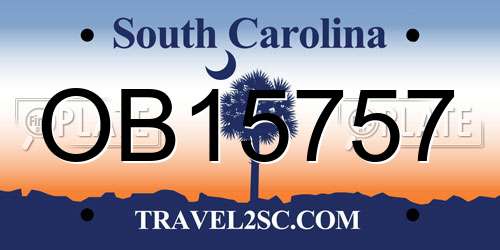 OB15757 South Carolina License Plate