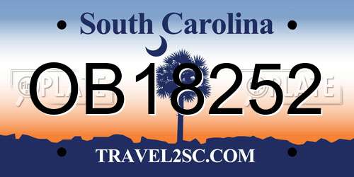 OB18252 South Carolina License Plate