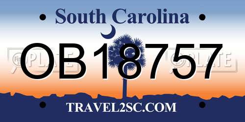 OB18757 South Carolina License Plate