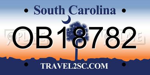 OB18782 South Carolina License Plate