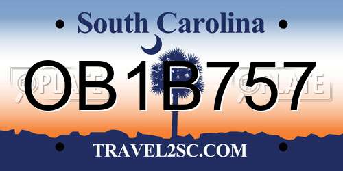 OB1B757 South Carolina License Plate