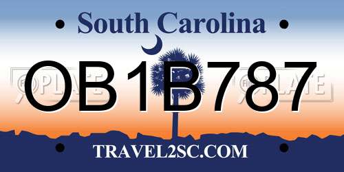 OB1B787 South Carolina License Plate