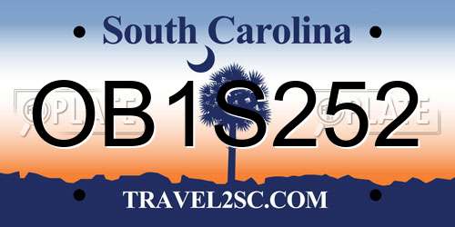 OB1S252 South Carolina License Plate