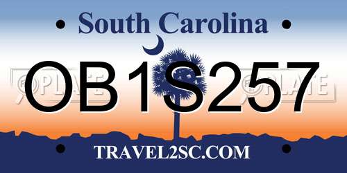 OB1S257 South Carolina License Plate