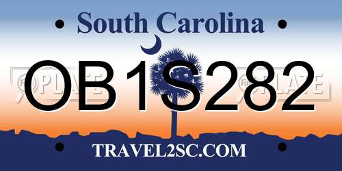 OB1S282 South Carolina License Plate