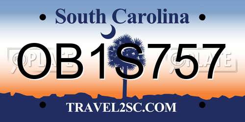 OB1S757 South Carolina License Plate