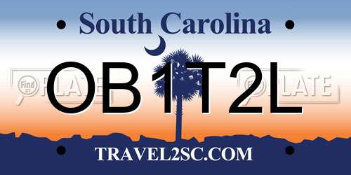 OB1T2L South Carolina License Plate