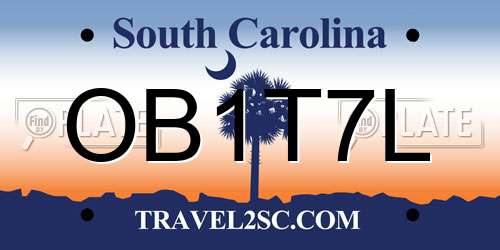 OB1T7L South Carolina License Plate