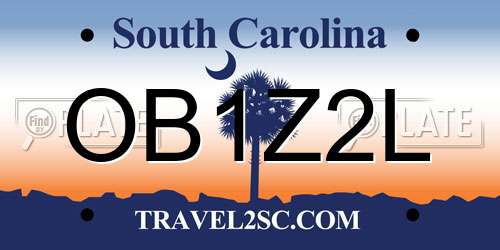 OB1Z2L South Carolina License Plate
