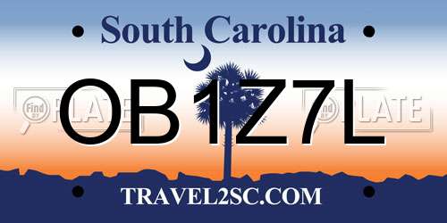 OB1Z7L South Carolina License Plate