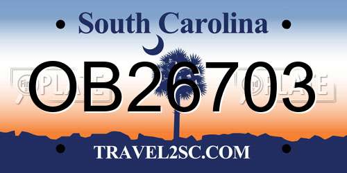 OB26703 South Carolina License Plate