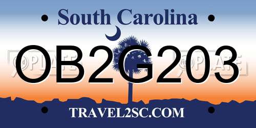 OB2G203 South Carolina License Plate