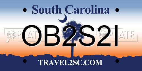 OB2S2I South Carolina License Plate
