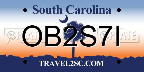 OB2S7I South Carolina License Plate