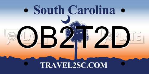 OB2T2D South Carolina License Plate