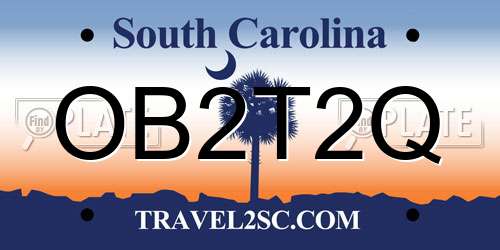 OB2T2Q South Carolina License Plate
