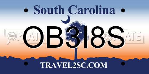 OB3I8S South Carolina License Plate