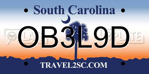 OB3L9D South Carolina License Plate