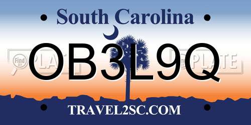 OB3L9Q South Carolina License Plate
