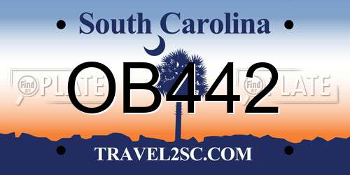 OB442 South Carolina License Plate