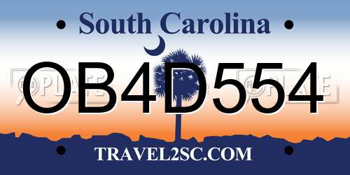 OB4D554 South Carolina License Plate